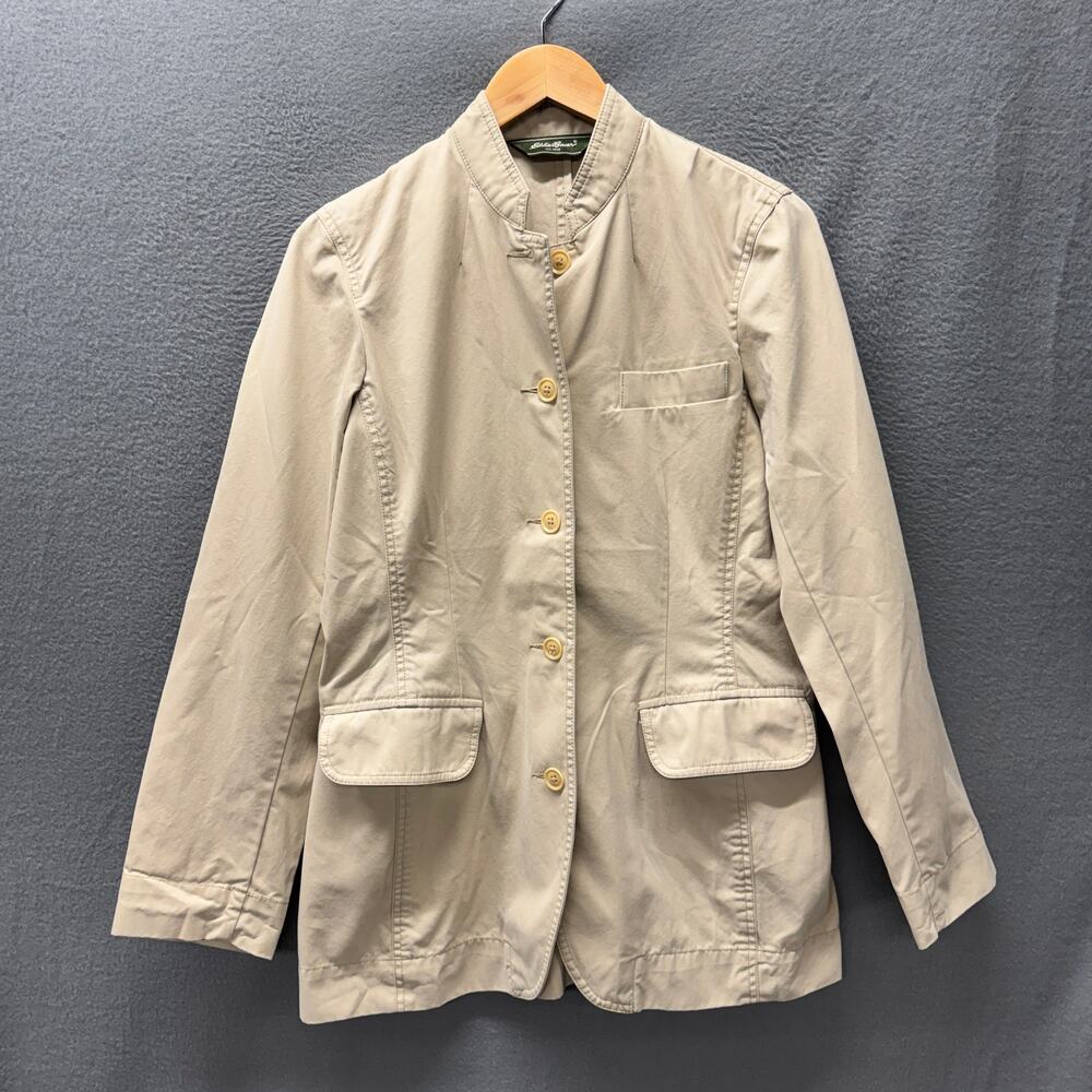 Vintage Eddie Bauer Blazer Womens 10 Cream Button Up Jacket Coastal Cotton